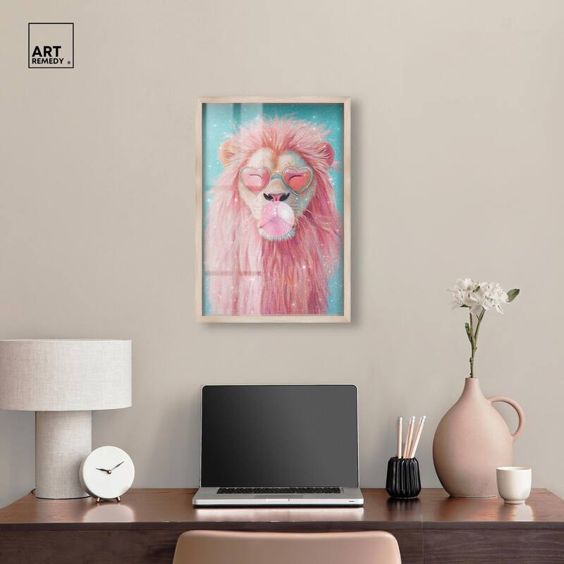 Pastel Lion Bubblegum Shadowbox by Art Remedy