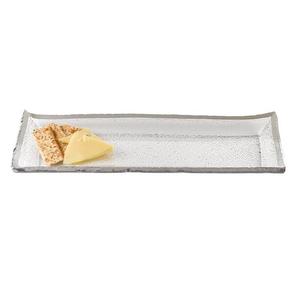 18 Mouth Blown Rectangular Edge Silver Serving Platter Or Tray 18 Mouth Blown Rectangular Edge Silver Serving Platter Or Tray
