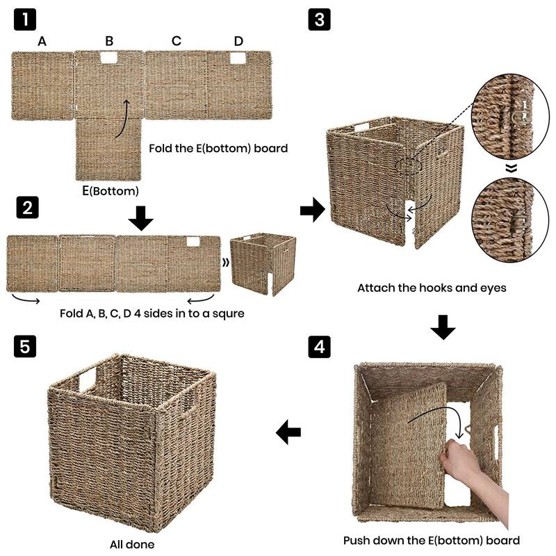 StorageWorks Seagrass Storage Basket Wicker Woven Storage Baskets with Liners (2-Pack)