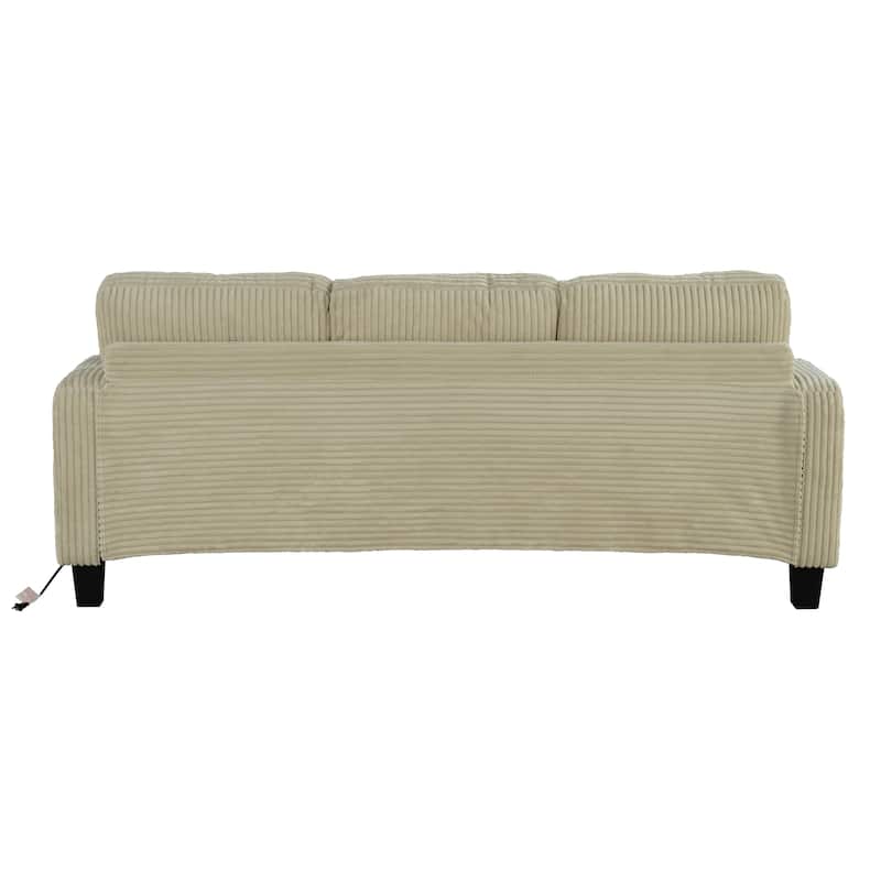 Furniture of America Xenia Modern Chenille Sofa with Cup Holders and USB Ports