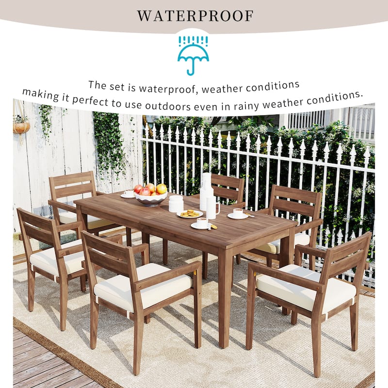 Acacia Wood Outdoor Dining Table & Chairs