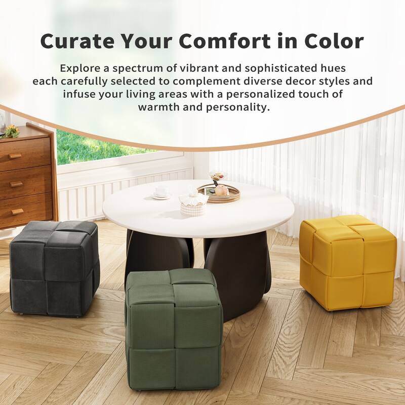 Ottoman Foot Rest Soft and Comfortable Ottoman Square Corduroy Woven Design Sofa Stool