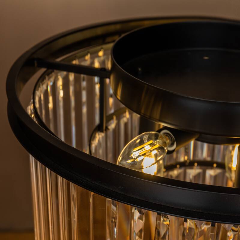 6-Lights Modern 3-Tier Round Fringe Crystal Flush Mount Light