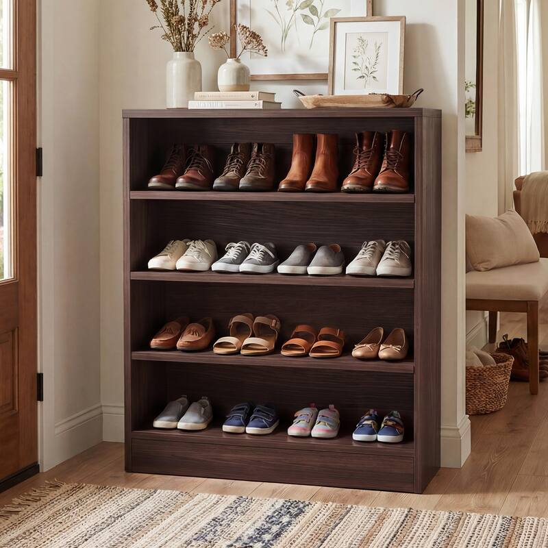 Cimly 45 Pairs Tall Shoe Cabinet, 9-Tier Wooden Shoe Storage Organizer with Adjustable Shelves - Brown - 5-Tier
