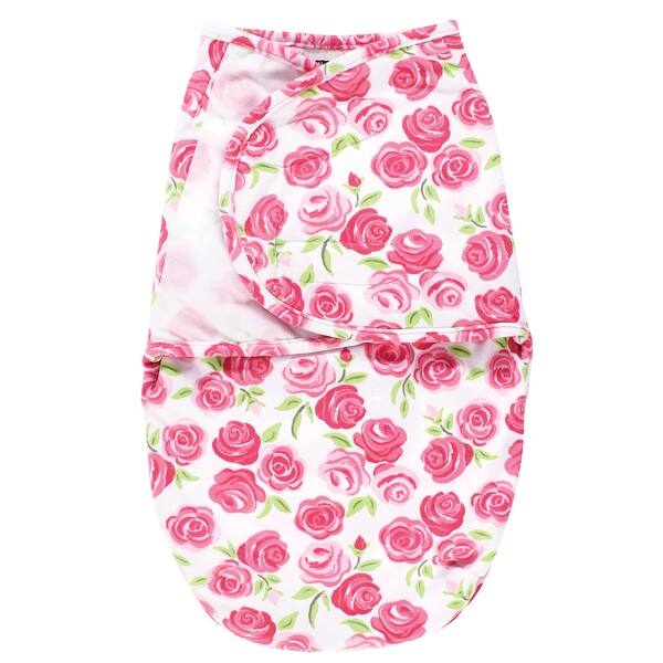 slide 1 of 1, Hudson Baby Girls Plush Faux Fur Swaddle Wrap, Pink Roses, 0-3 Months - Pink Roses - 0-3 Months 0-3 Months - Pink Roses