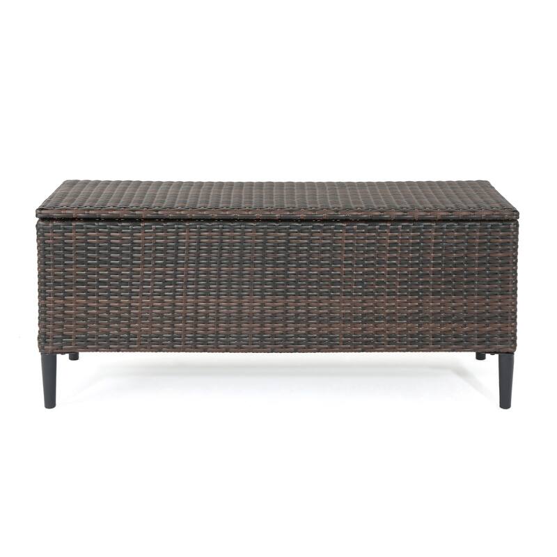 Rattan Storage Bench Leisure Bench, Patio Bench Outdoor Bench - Brown Multi