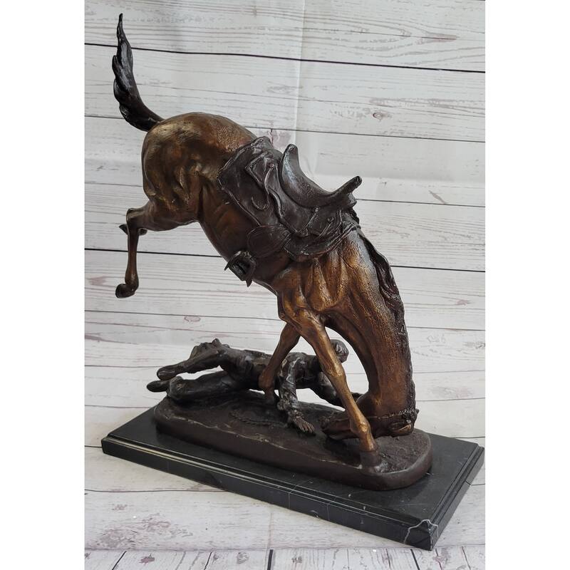 Wicked Pony Frederic Remington Bronze Sculpture On Marble Base Western Art 20 Inches X 22 Inches