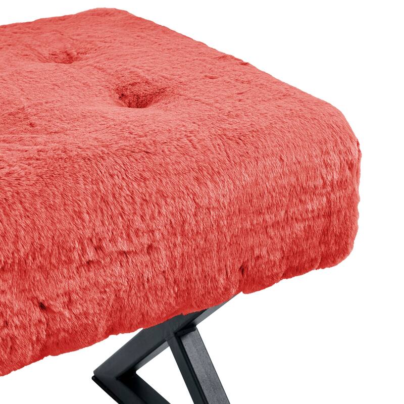 FauxFur Ottoman Vanity Stool 19"X19"X19".