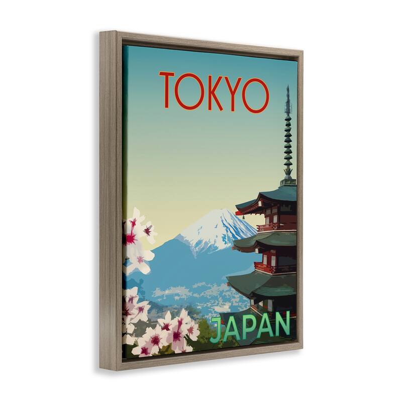 Stupell Vintage Tokyo Scenery Framed Floater Canvas Wall Art Design By Victoria Barnes