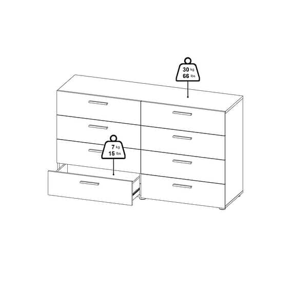 dimension image slide 8 of 8, Porch & Den Angus Space-saving 8-Drawer Double Dresser