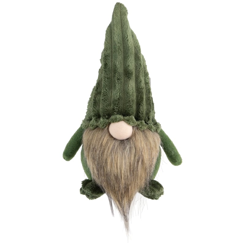 12" Green Plush Christmas Gnome Decoration