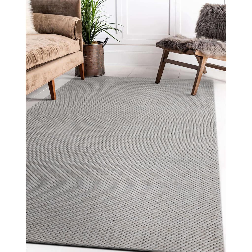 Sevita Beige Transitional Solid Wool Indoor Area Rug, 5' x 7'9"