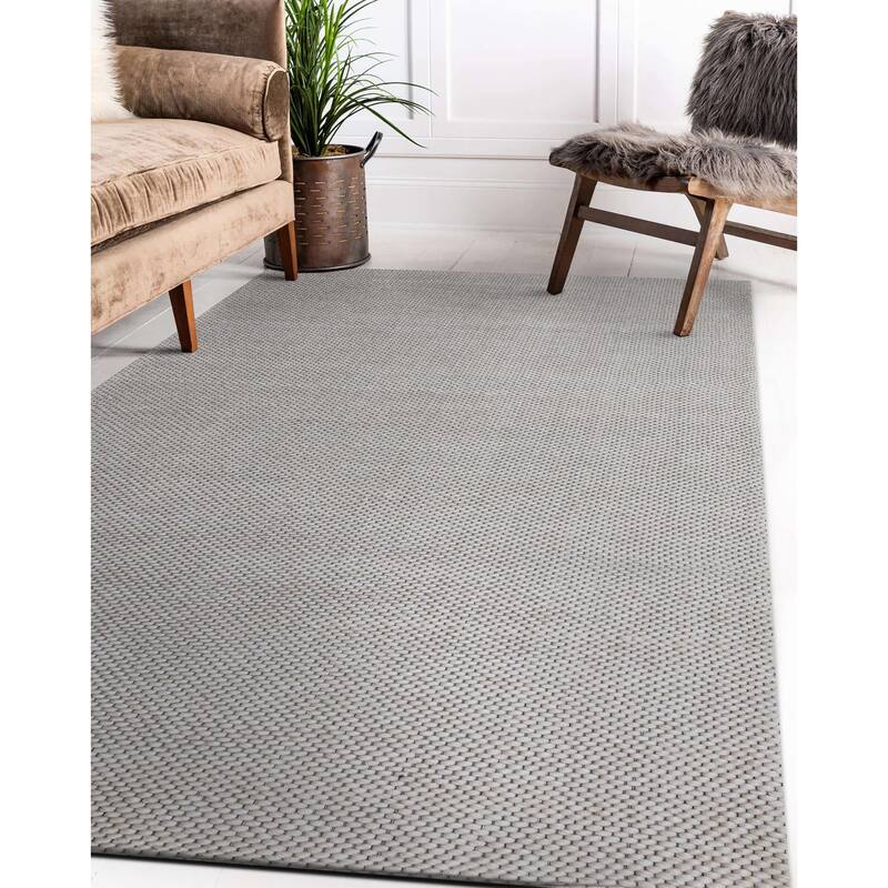 Sevita Beige Transitional Solid Wool Indoor Area Rug, 5' x 7'9"