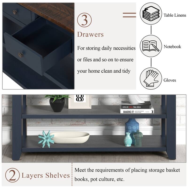 Blue Console Table Rustic Sofa Table End Table Coffee Table