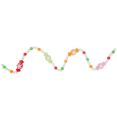 6' Glittered Pastel Colored Candy Christmas Garland Unlit