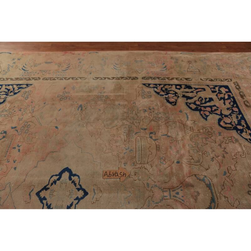 Kashmar Persian Vintage Area Rug Handmade Wool Carpet - 9'9" x 12'6"