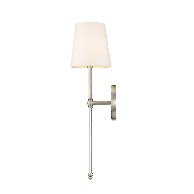 1 Light Wall Sconce with White Shade in Champagne Gold
