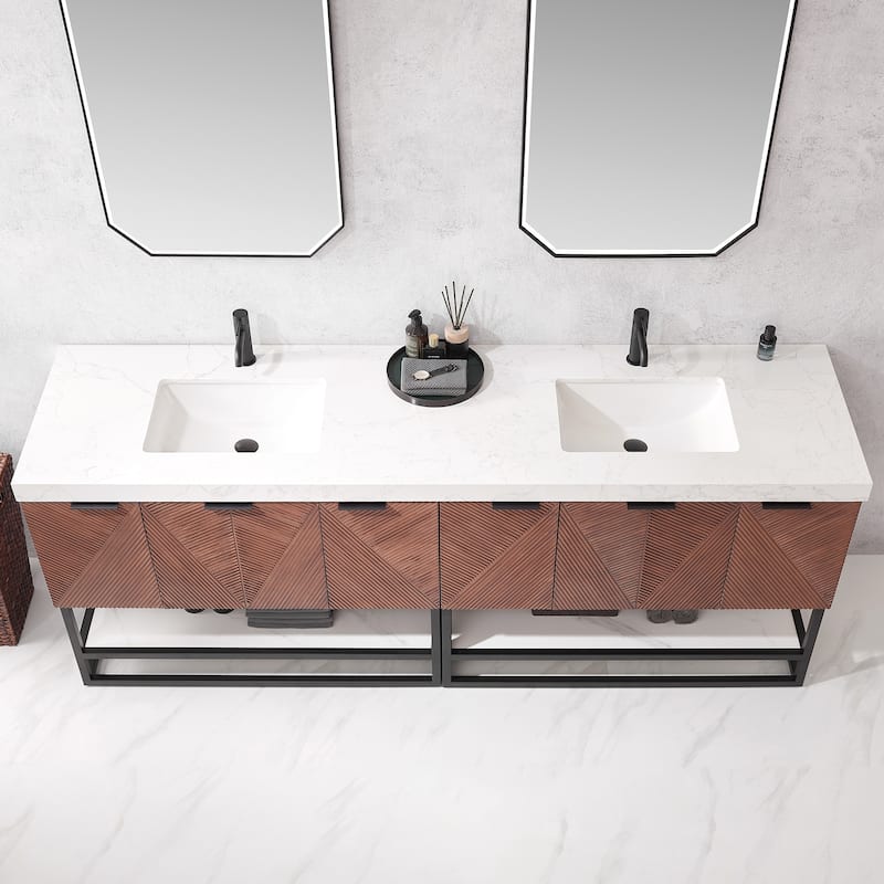 Mahon Double Bath Vanity with Composite Stone Top and Mirror