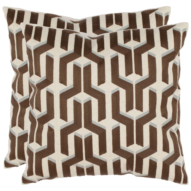 SAFAVIEH Pieces 18-inch White/ Silver Decorative Pillows (Set of 2)