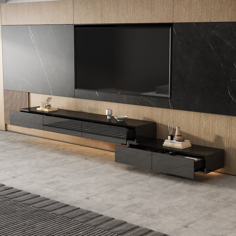 LED Floating TV Stand Entertainment Cabinet for Home and Office 2 PCS