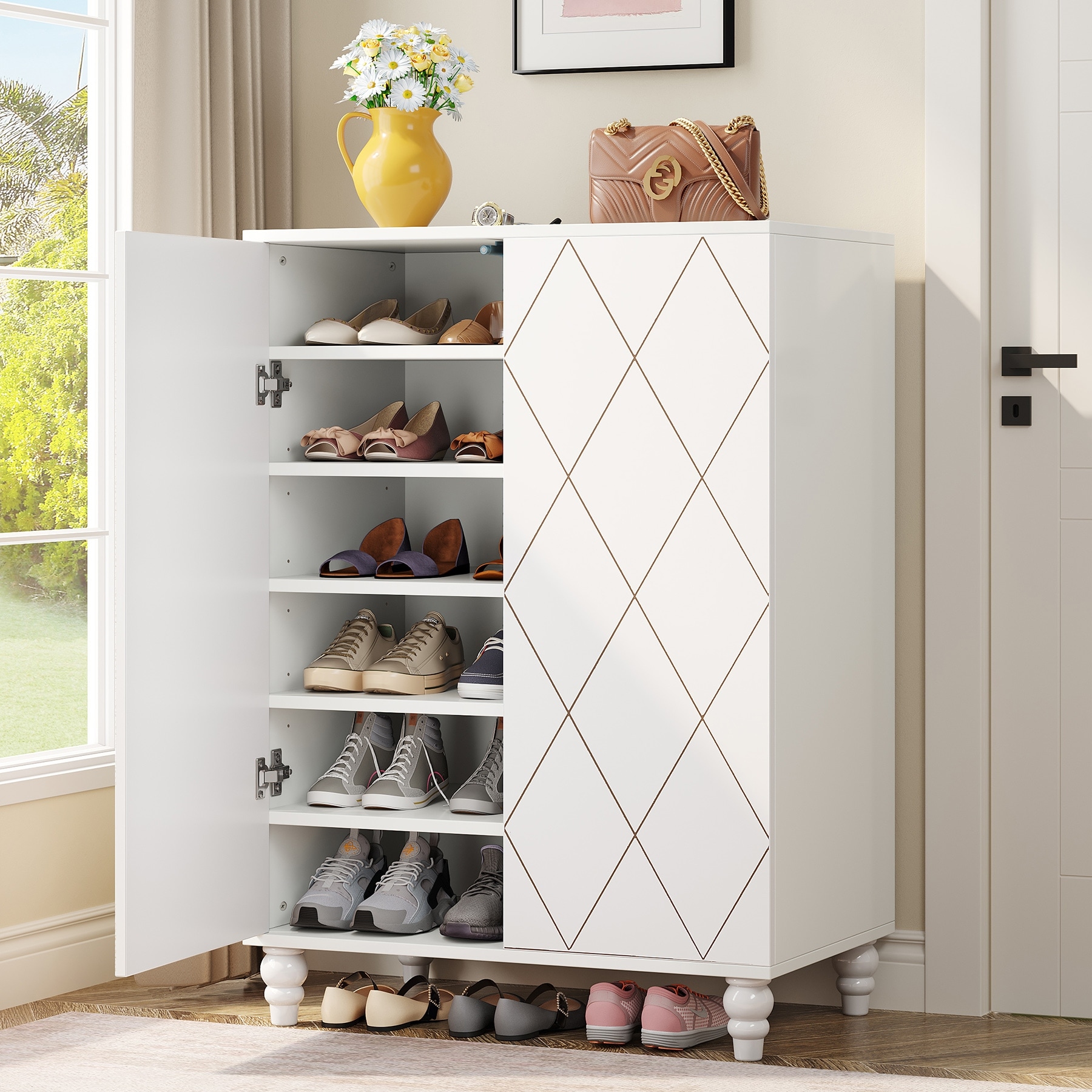 White shoe rack for closet 2025