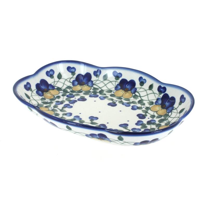 Blue Rose Polish Pottery 11E WR Scallop Dish