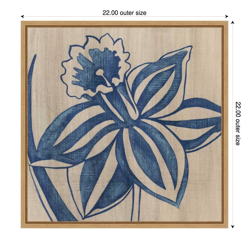 Indigo Daffodil by Chariklia Zarris (22 x 22 in.), Framed Canvas Wall Art Print