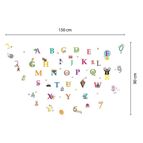 dimension image slide 2 of 3, Walplus Cute Alphabet Numbering Children Kids Wall Sticker Nursery Decor