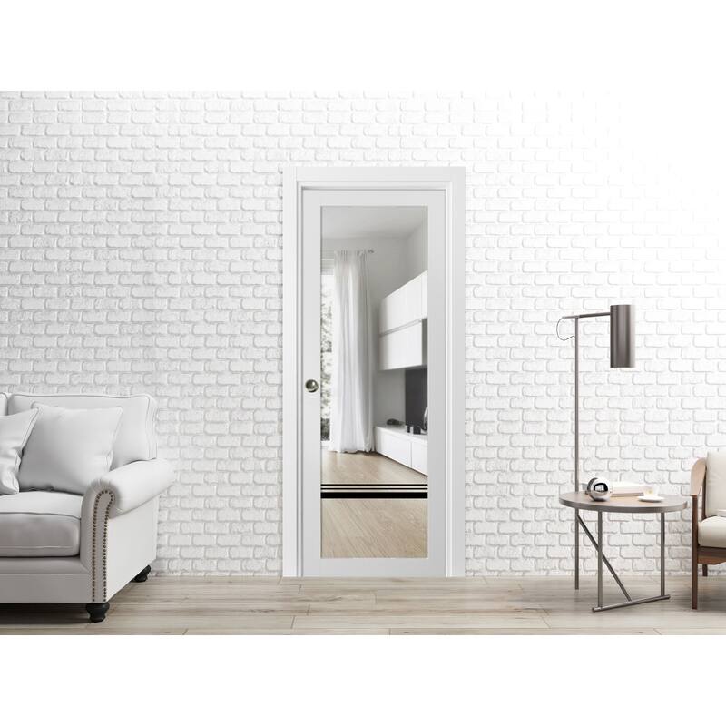 French Pocket Door 18x80 Lucia 2666 White Silk Kit Trims Rail