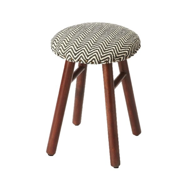 Offex Transitional Upholstered Round Low Stool - Gray