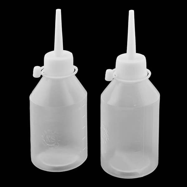 Plastic Machine Oil Water Squeeze Bottles 100mL 2 Pcs - White