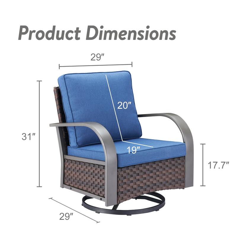 Gymojoy Industrial Style Outdoor Wicker Swivel Glider Chairs Set of 2