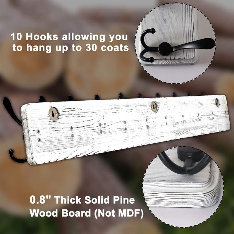 Wall Mounted 10 Tri Hooks - 39 x 5.25 x 3