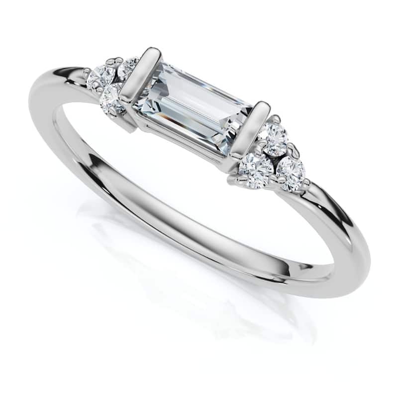 Emerald Diamond Stackable Wedding Ring Women Anniversary Band Gold Lab Grown