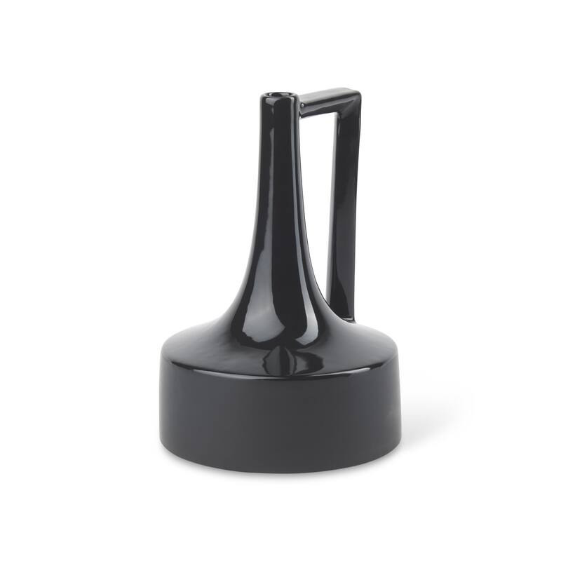 10" Black Ceramic Jug Vase - 6.89