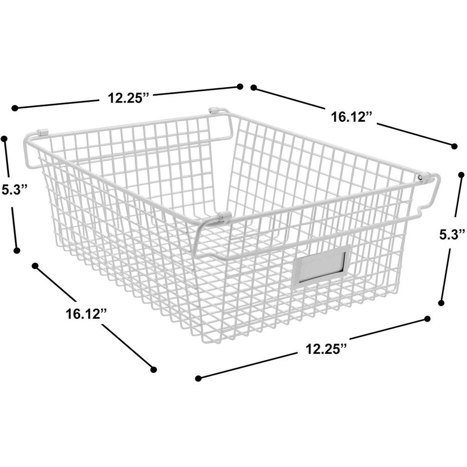 Stackable Baskets Storage Bin Metal Wire Organizers Iron (2-Pack