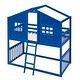 preview thumbnail 4 of 16, Modern & Rustic Style Twin Over Twin Size Solid Wood Frame House Bunk Bed With Ladder and Roof, No Spring Box Needed