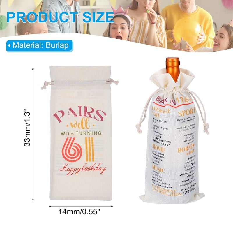Happy Birthday Gifts Wine Bag for Women Men, Beige