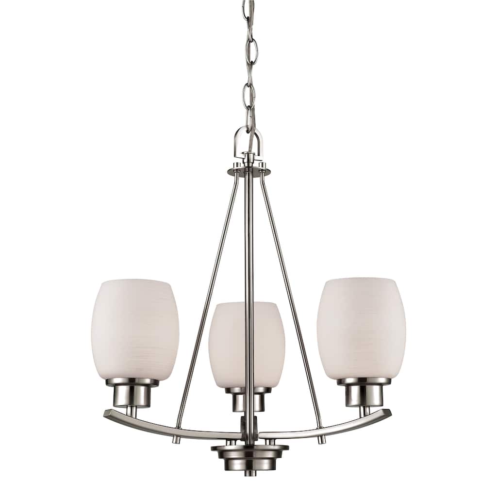 Casual Mission 17-inch Wide 3-Light Chandelier in Brushed Nickel