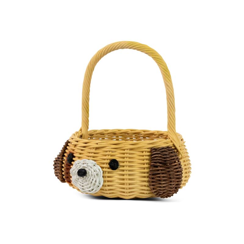 Hand Woven Dog Rattan Wedding Flower Girl Basket Easter Decorative Decor Bin Organizer Storage Cute Handmade Handcrafted Gift
