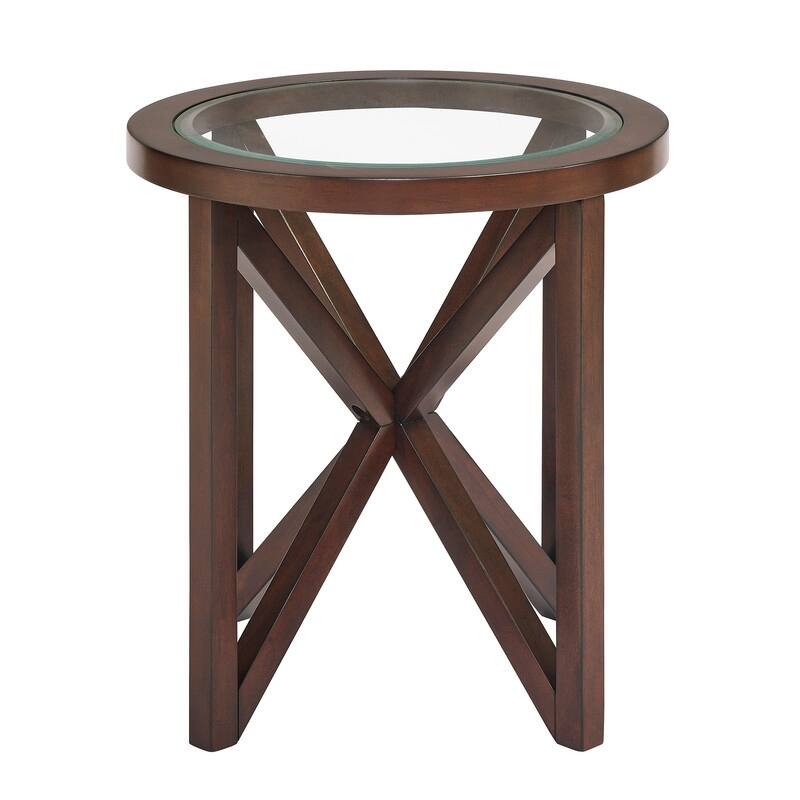 Modern Round Glass Coffee Table with Solid Wood Base - Tempered Glass Top for Living Room, Terrace, Study