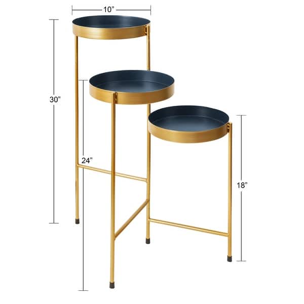 dimension image slide 12 of 17, Kate and Laurel Finn Metal 3-tier Modern Plant Stand - 16x21x30