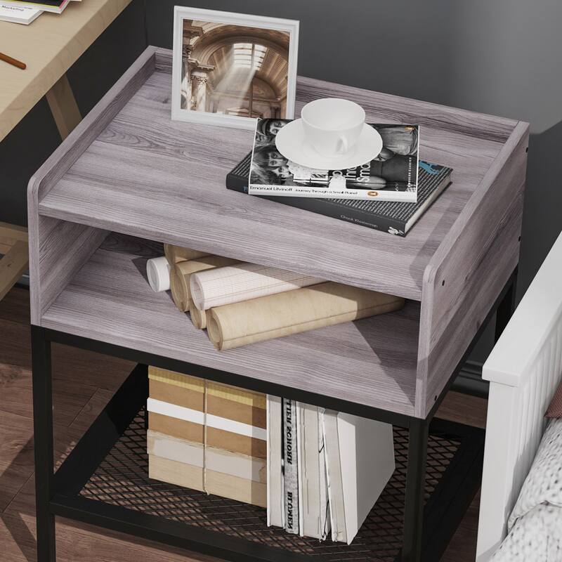 Nightstand Storage Shelf End Table 2-Tier Bedside Table