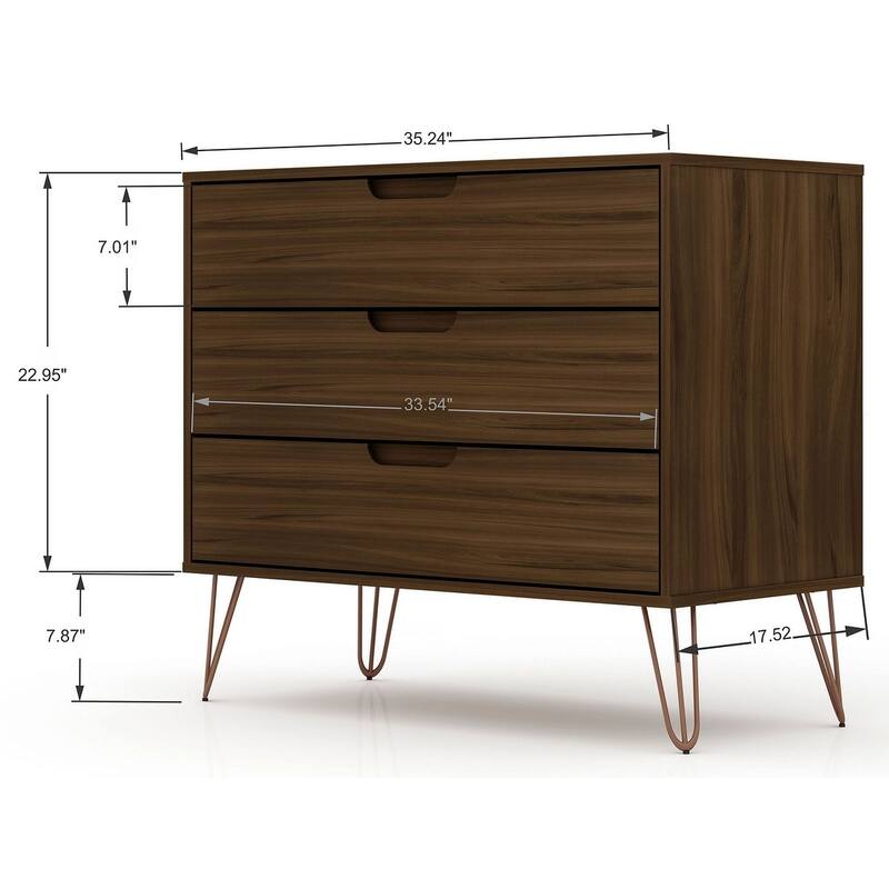 Manhattan Comfort Rockefeller 3-Drawer Dresser (Set of 2)