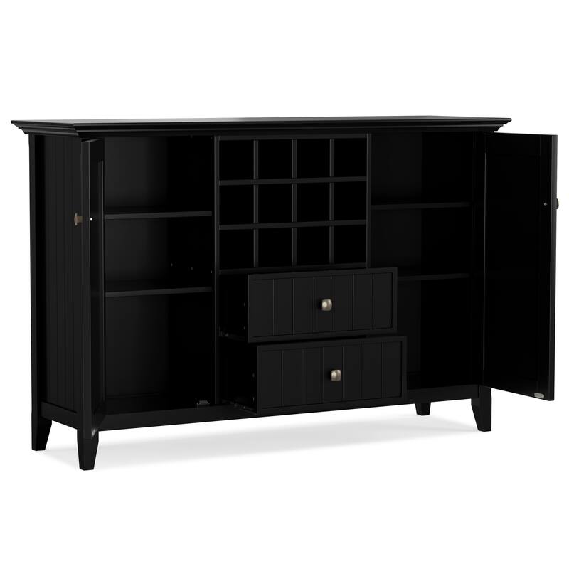 WYNDENHALL Freemont SOLID WOOD 54" Wide Transitional Sideboard Buffet & Wine Rack - 17" D x 54" W x 36" H