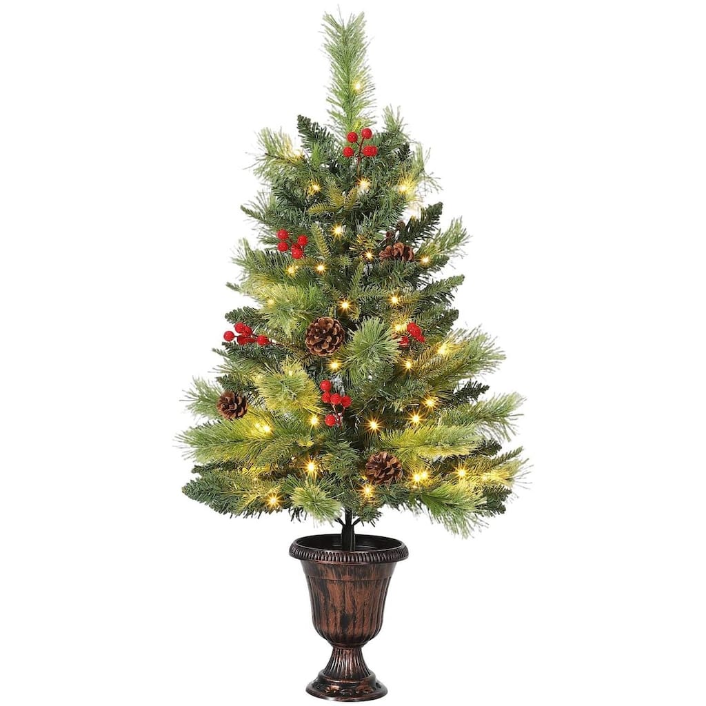 Tabletop Xmas Tree Pre-Lit Artificial Mini Christmas Tree for Desk, Office, Mantle
