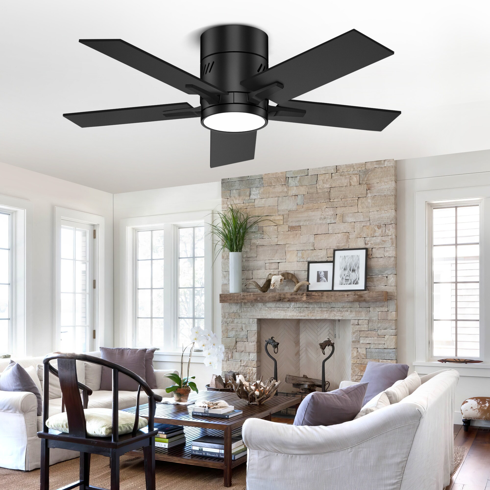 満点の 42 inch Black Ceiling Fan with Bluetooth and Remote Control 扇風機・サーキュレーター