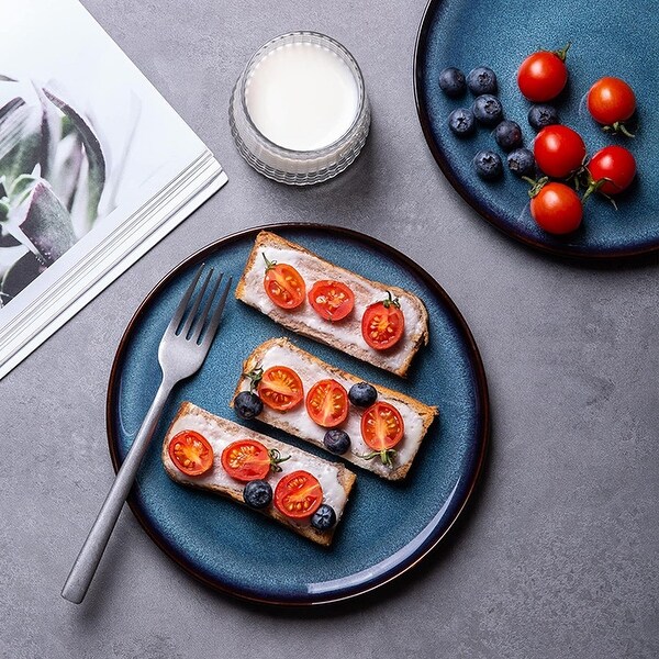 Ceramic Dinner Plates Set of 6,10.5 Inch Reactive,Blue - Bed Ceramic Dinner Plates Set of 6,10.5 Inch Reactive,Blue - Bed