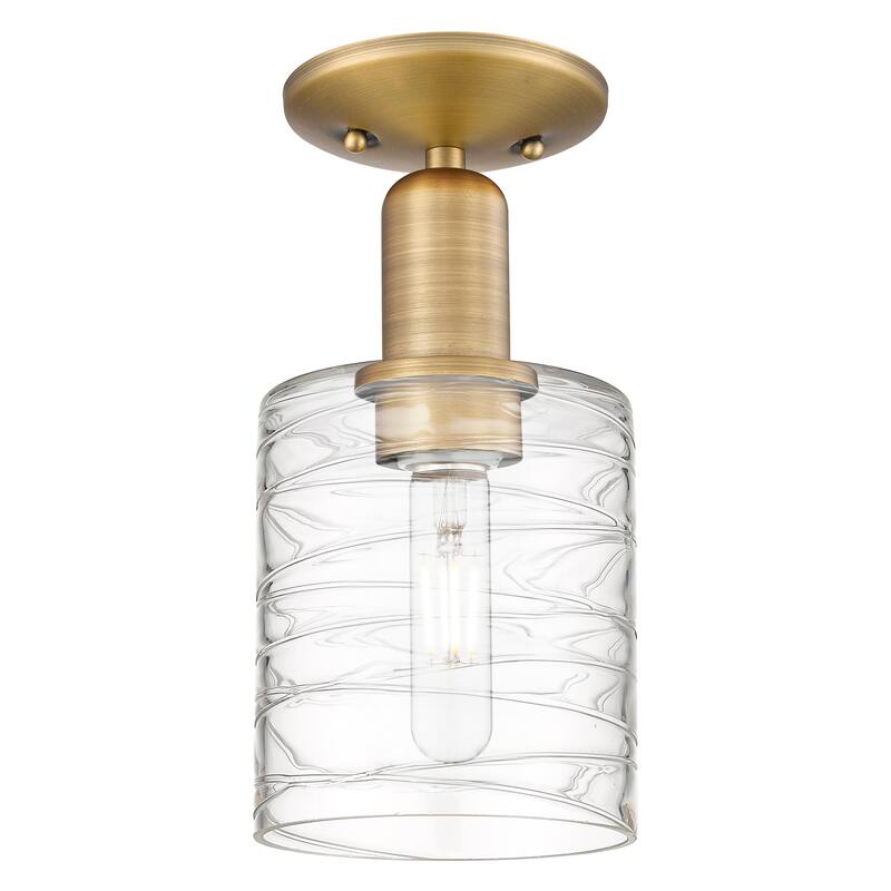 Innovations Lighting Endless Possibilities Arcadia - Cobbleskill - 1 Light 5" Semi-Flush Mount - Deco Swirl/Brushed Brass