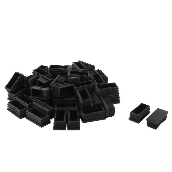 Furniture Chair Table Plastic Tube Insert Protector Cap Black 50mm x 25mm 50pcs